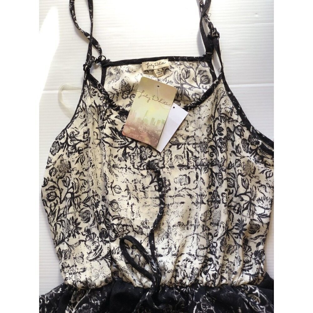Lily White Women's Printed Drawstring Tapered Jumpsuit Size M